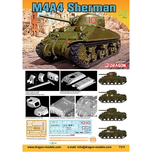 Dragon 1/72 M4A4 Sherman Plastic Model Kit