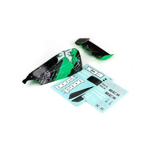 Ecx Body/Wing, Black/Green: 1:10 2WD Boost - Ecx230005