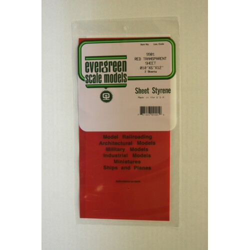 EVERGREEN 9901 15 X 30CM COLOURED STYRENE SHEET .010 (PACK OF 2)