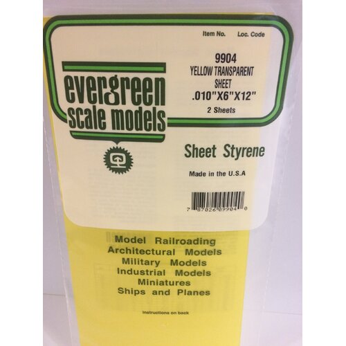 EVERGREEN 9904 15 X 30CM COLOURED STYRENE SHEET .010 (PACK OF 2)