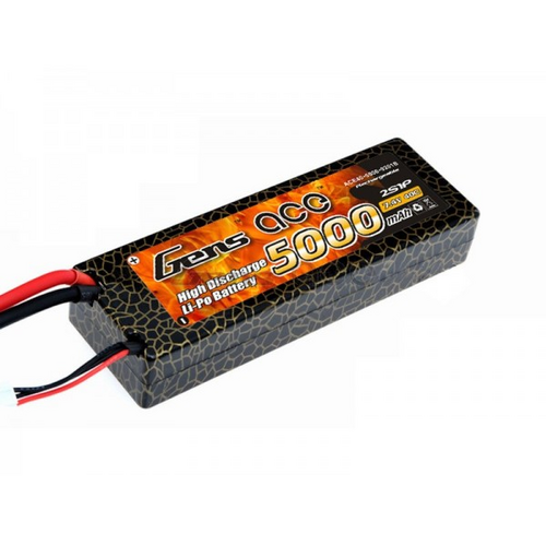 *DISC*Gens Ace 5000mAh 40C 7.4V Hard Case Lipo Battery (Deans Plug)