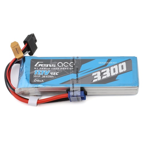 Gens Ace G-Tech Smart 3S LiPo Battery 45C (11.1V/3300mAh) w/EC3 Connector