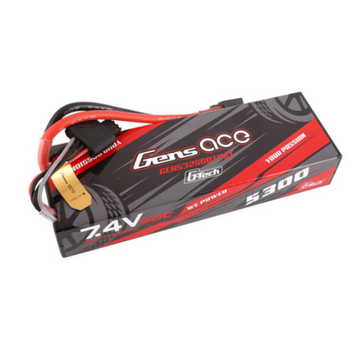 Gens Ace G-Tech 2S 5300mAh 60C 7.4V Hardcase/Hardwired Lipo Battery (Deans)