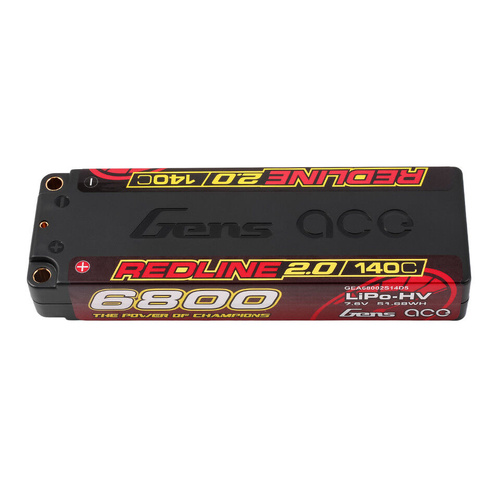Gens ace 6800mAh 2S 7.6V 140C HardCase 57# Redline 2.0 Series Lipo Battery with 5.0mm bullet