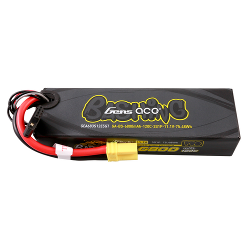 Gens Ace G-Tech 3S Bashing 6800mAh 120C 11.1V Soft Pack Rechargeable Battery Pack Battery (EC5)