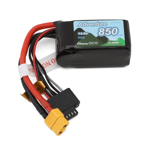 Gens Ace 4S 60C G-Tech Adventure LiPo Battery (14.8V/850mAh) w/XT60 Connector