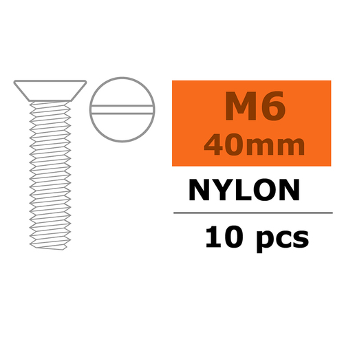 G-Force Flat Head Screw - M6X40 - Nylon (5)