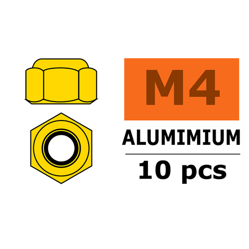 G-Force Aluminium Nylstop Nut M4 - Gold (10)