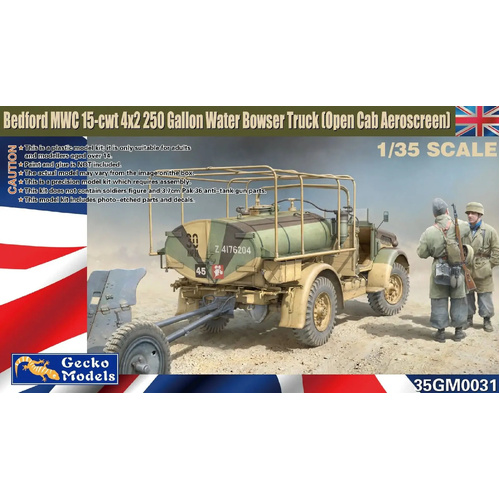 Gecko 1/35 Bedford MWC 15-cwt 4x2 200 Gallon Water Bowser Truck Plastic Model Kit