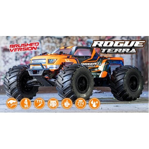 HOBBYTECH ROGUE TERRA BRUSHED RTR 1-10TH OFFROAD MONSTER TRUCK - ORANGE - HT-ROGT.OR.RTR