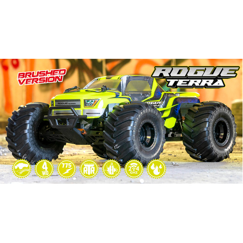 HOBBYTECH ROGUE TERRA BRUSHED RTR 1-10TH OFFROAD MONSTER TRUCK - YELLOW - HT-ROGT.YE.RTR