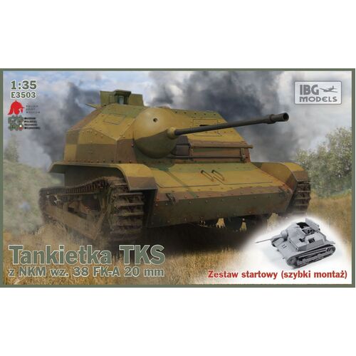 IBG 1/35 TKS Tankette with 20mm Gun Quick Build Tracks Plastic Model Kit [E3503]