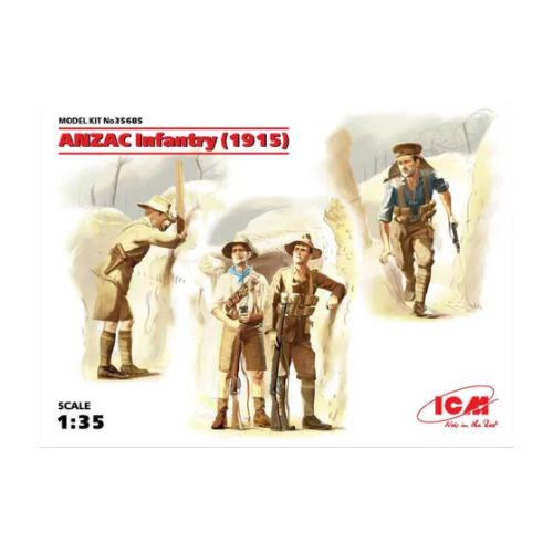 ICM 1/35 ANZAC Infantry (1915) (4 Figures) *Aus Decals* Plastic Model Kit