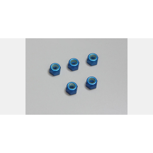 Kyosho Nut(M3X4.3) Nylon (Aluminium/Blue/5Pcs)