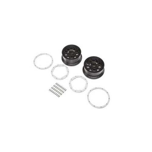 Losi Wheel, Black; Beadlock, Silver - 2- Dbxl-E - Los45015