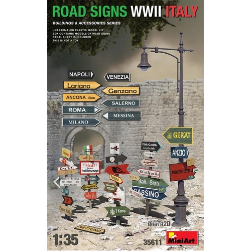 MiniArt 1/35 ROAD SIGNS WWII ITALY Plastic Model Kit