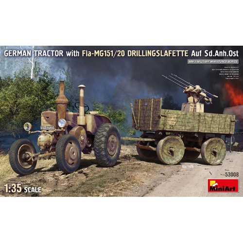 MiniArt 1/35 German Tractor with Fla-MG151/20 Drillingslafette Auf Sd.Anh.Ost Plastic Model Kit