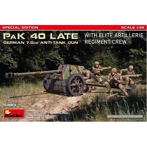 MiniArt 1/35 German 7.5cm PaK 40 Late w/Elite Artillerie Regiment Crew. Special Edition Plastic Model Kit