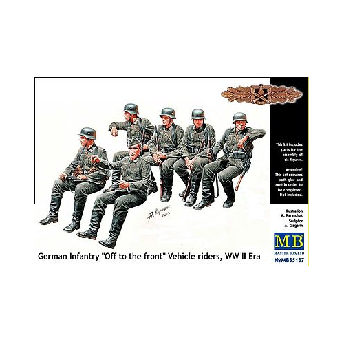 Master Box 1/35 German Infantry Off to the front Vehicle riders, WW II Era Plastic Model Kit
