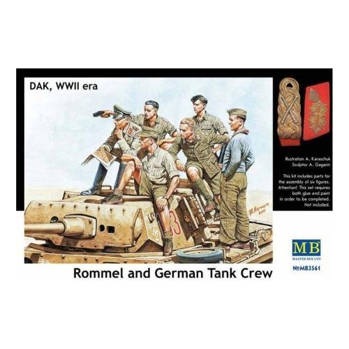 Master Box 1/35 Rommel and German Tank Crew, DAK, WW II era Plastic Model Kit