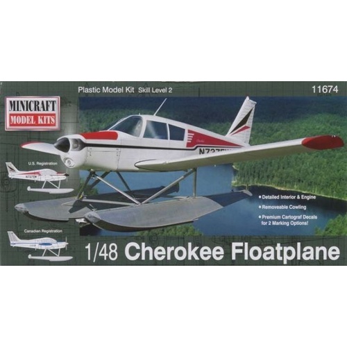 Minicraft 11674 1/48 Piper Cherokee Float Plane with 2 marking options Plastic Model Kit