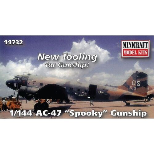 Minicraft 14732 1/144 AC-47D "Spooky" (new tooling for gunship) Plastic Model Kit