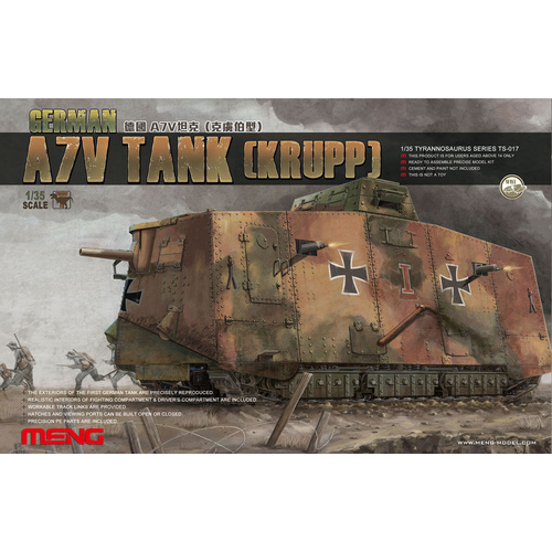 Meng 1/35 German A7V Tank(Krupp) Plastic Model Kit with "MEPHISTO" Decals