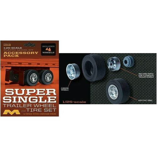 Moebius 1018 1/25 Super Single Trailer Wheel & Tire Set Plastic Model Kit
