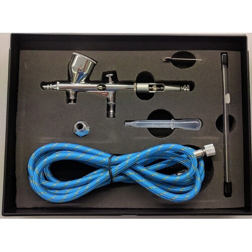 HOBBY AIRBRUSH KIT - DUAL ACTION GRAVITY FEED WITH AIR HOSE - NHDU-80K