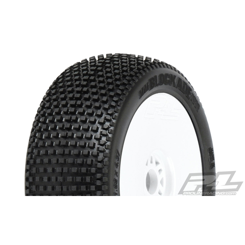 BLOCKADE S3 (SOFT) OFF-ROAD 1:8 BUGGY TIRES MOUNTED ON V2 WHITE WHEELS (2) FOR FR OR RR - PR9039-233