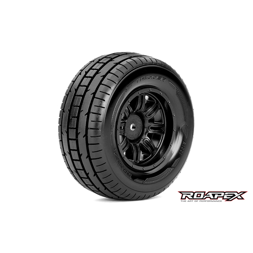 TRIGGER 1/10 SC TIRE BLACK WHEEL WITH 12MM HEX MOUNTED
