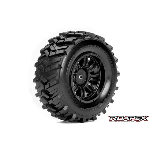 MORPH 1/10 SC TIRE BLACK WHEEL WITH 12MM HEX MOUNTED