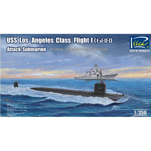Riich Models 1/350 USS Los Angeles Class Flight I (688) Attack Submarine Plastic Model Kit