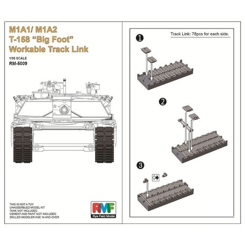 Ryefield 1/35 Workable track links for M1A1/ M1A2 T-158 Plastic Model Kit