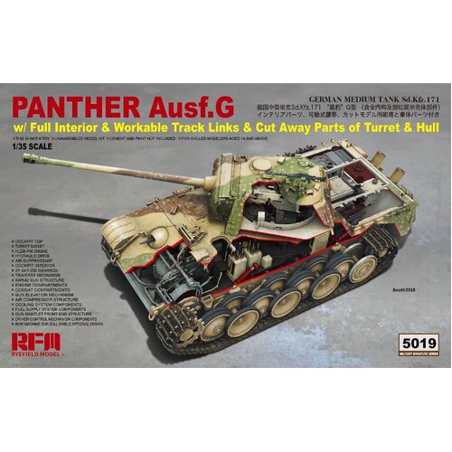 Ryefield 1/35 APanther Ausf.G w/full interior & workable track links Plastic Model Kit