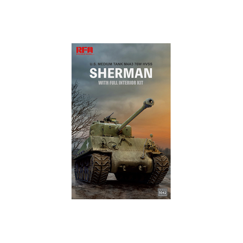Ryefield 1/35 M4A3 76W HVSS Sherman w/full interior Plastic Model Kit