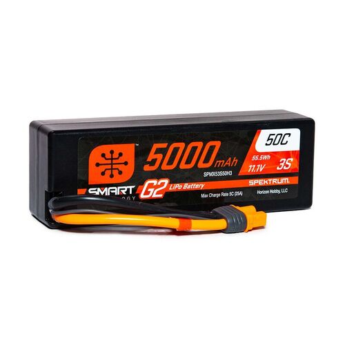  Spektrum 5000mah 3S 11.1v 50C Smart Hard Case LiPo Battery with IC3 Connector