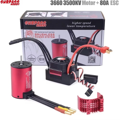 Surpass KINGKONG 3660 brushless motor 3.175mm shaft 3500kv+ 80A ESC combo Black&Red