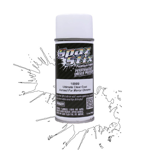 SPAZSTIX ULTIMATE CLEAR COAT AEROSOL PAINT 3.5OZ -FOR MIRROR CHROME - SZXA10909