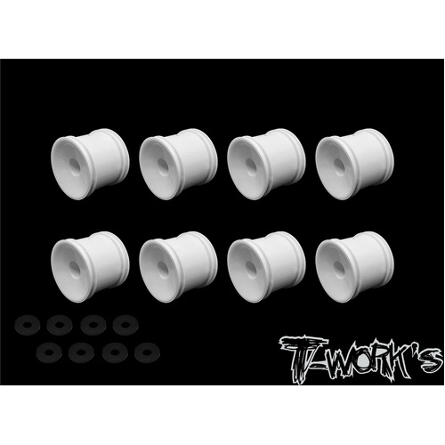 TWORKS 12MM TRUCK WHEEL WHITE ( TEAM ASSOCIATED T4.3, T5M AND T6.1 & TEKNO ET410 & YOKOMO YZ-2T F&R ) 8PCS.