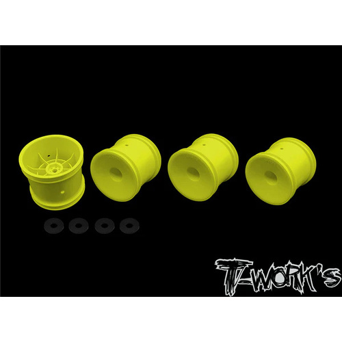 TWORKS 12MM TRUCK WHEEL YELLOW ( TEAM ASSOCIATED T4.3, T5M AND T6.1 & TEKNO ET410 & YOKOMO YZ-2T F&R ) 4PCS.