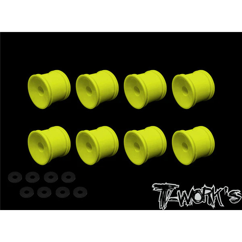 TWORKS 12MM TRUCK WHEEL YELLOW ( TEAM ASSOCIATED T4.3, T5M AND T6.1 & TEKNO ET410 & YOKOMO YZ-2T F&R ) 8PCS.
