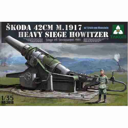 Takom 1/35 S??koda 42cm M.1917 Heavy Siege Howitzer with Erich von Manstein Plastic Model Kit [2018]