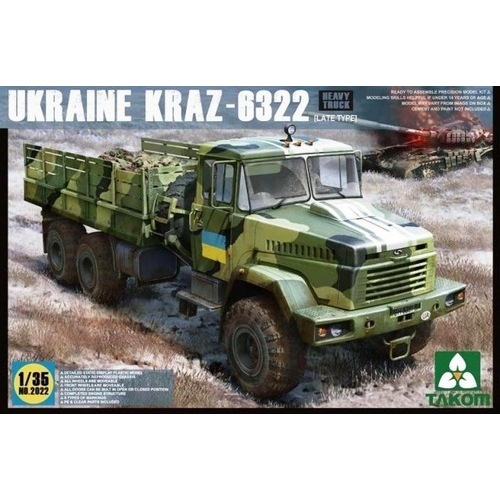 Takom 1/35 Ukraine KrAz-6322 Heavy Truck (late type) Plastic Model Kit [2022]