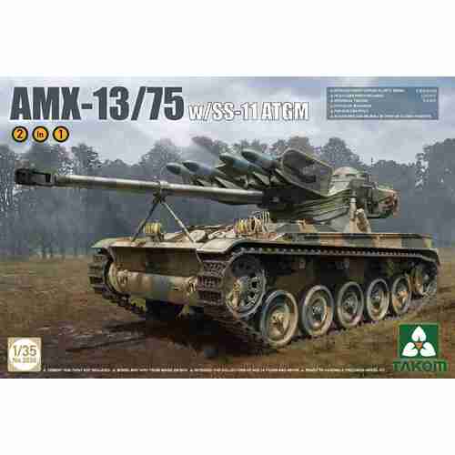 Takom 1/35 French Light Tank AMX-13/75 with SS-11 ATGM 2 in 1 Plastic Model Kit