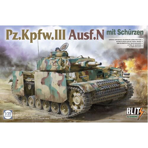 Takom 1/35 Pz.Kpfw.III Ausf.N mit Sch??rzen Plastic Model Kit
