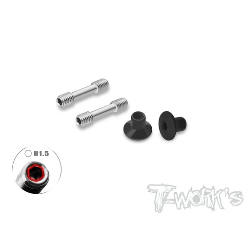 TWORKS TP-205-B 64 TITANIUM ADJUSTABLE BODY SHELL FRONT END DOWNTRAVEL SCREW ( M3 X 18MM) 2PCS.