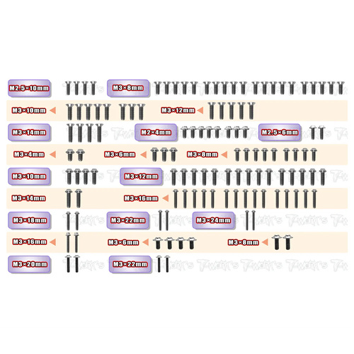 TWORKS 64 TITANIUM SCREW SET 119PCS ( FOR ASSOCIATED B7/B7D) - TSSU-RC10B7
