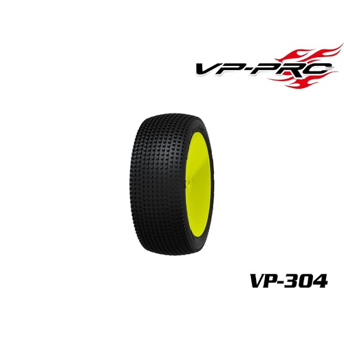 VP PRO VP-304 TURBO TRAX EVO M4 PREMOUNTED YELLOW RIM, 1/10 BUGGY 4WD FRONT TIRE 2PCS