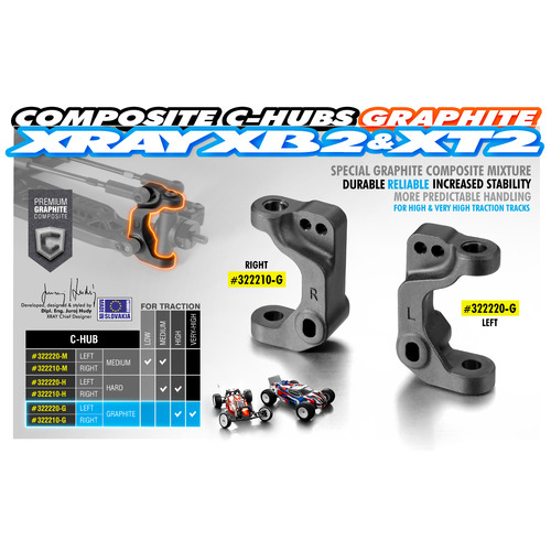 XRAY COMPOSITE C-HUB LEFT - GRAPHITE - XY322220-G